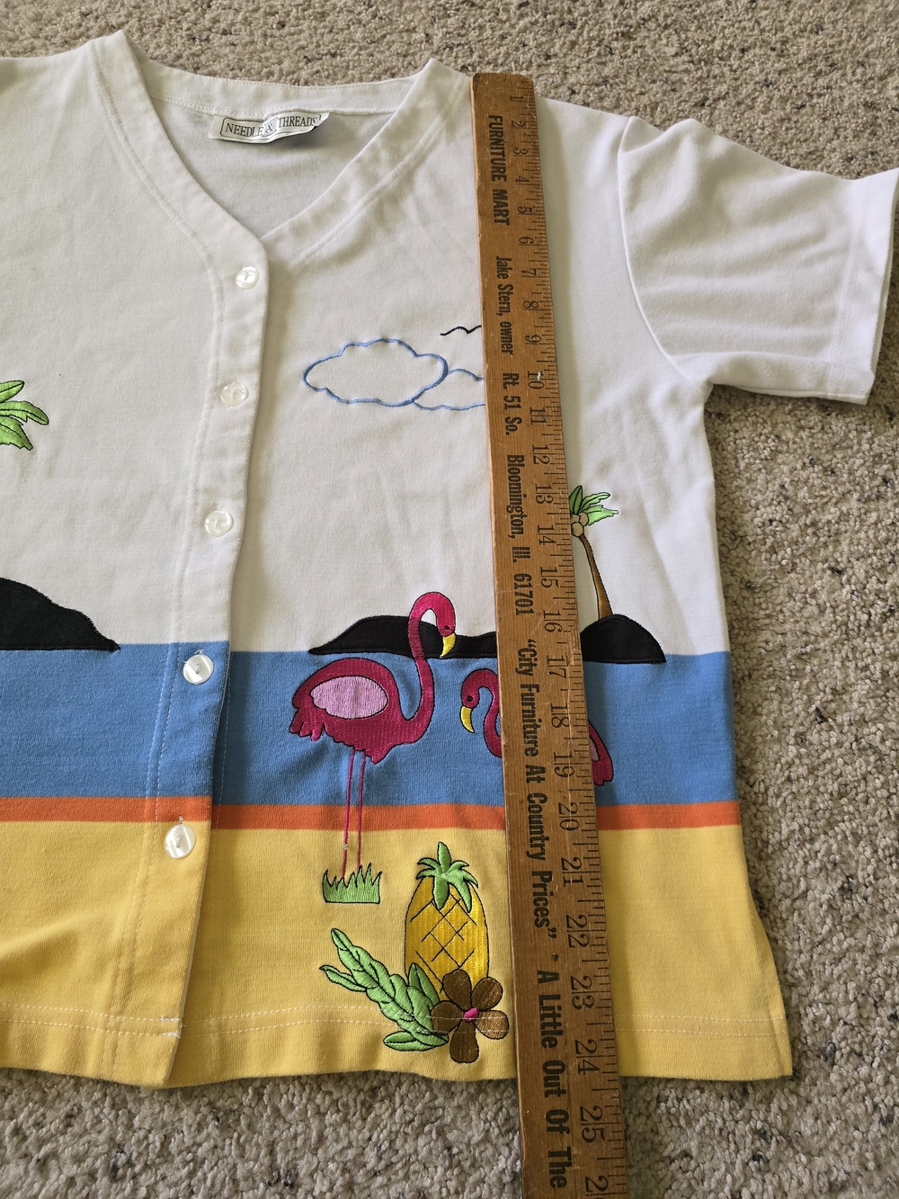 Needle & Thread White Flamingo Button-Front Top - Picture 3 of 9